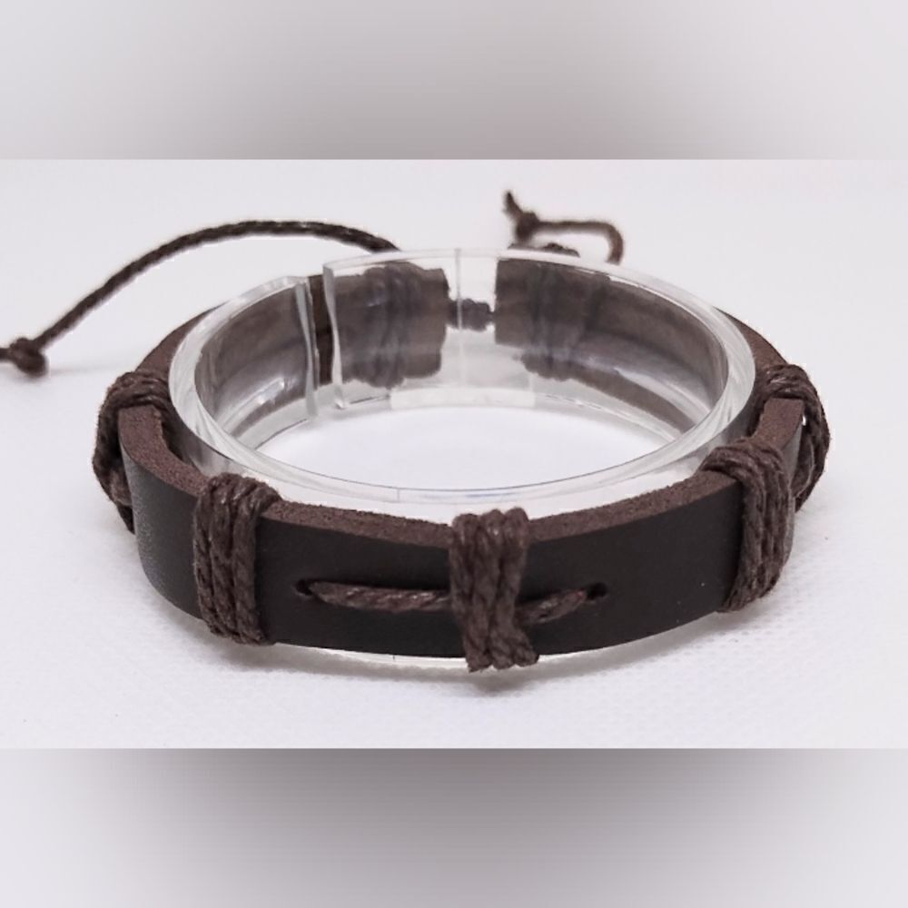 Men's bracelet leather‎ layered brown new e22
